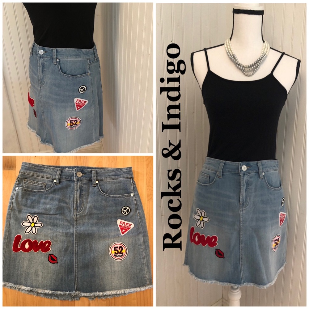Rocks&Indigo Denim Patch Skirt